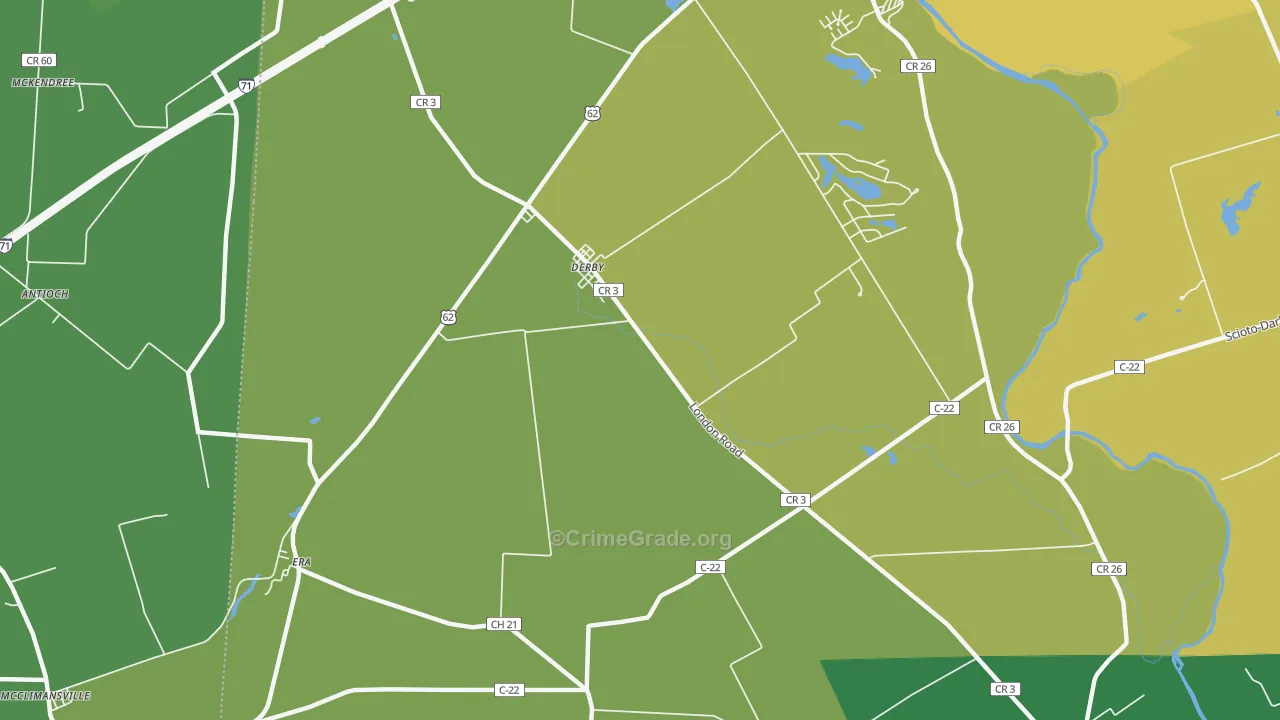 Derby, OH Map of Vehicle Theft Rates