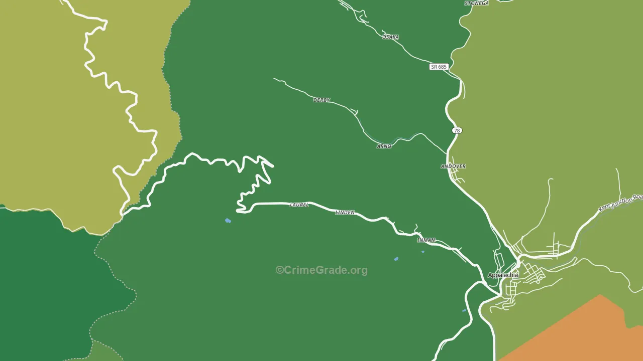 Derby, VA Map of Vehicle Theft Rates