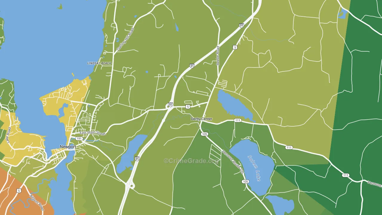 Derby, VT Map of Vehicle Theft Rates