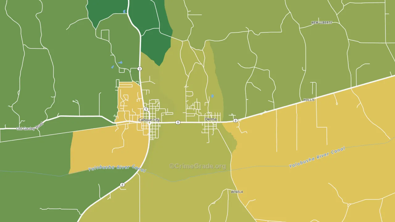 Derma, MS Map of Vehicle Theft Rates