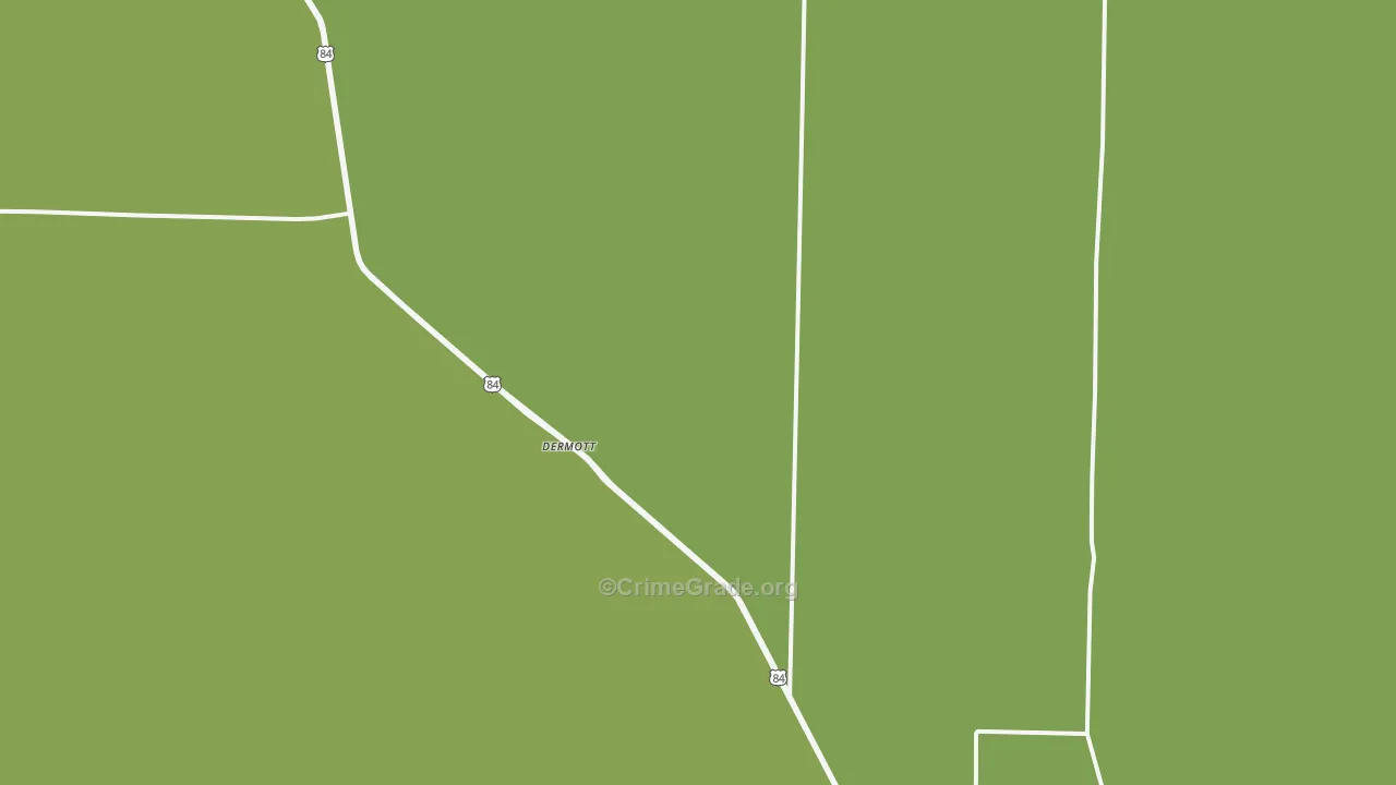 Dermott, TX Map of Vehicle Theft Rates
