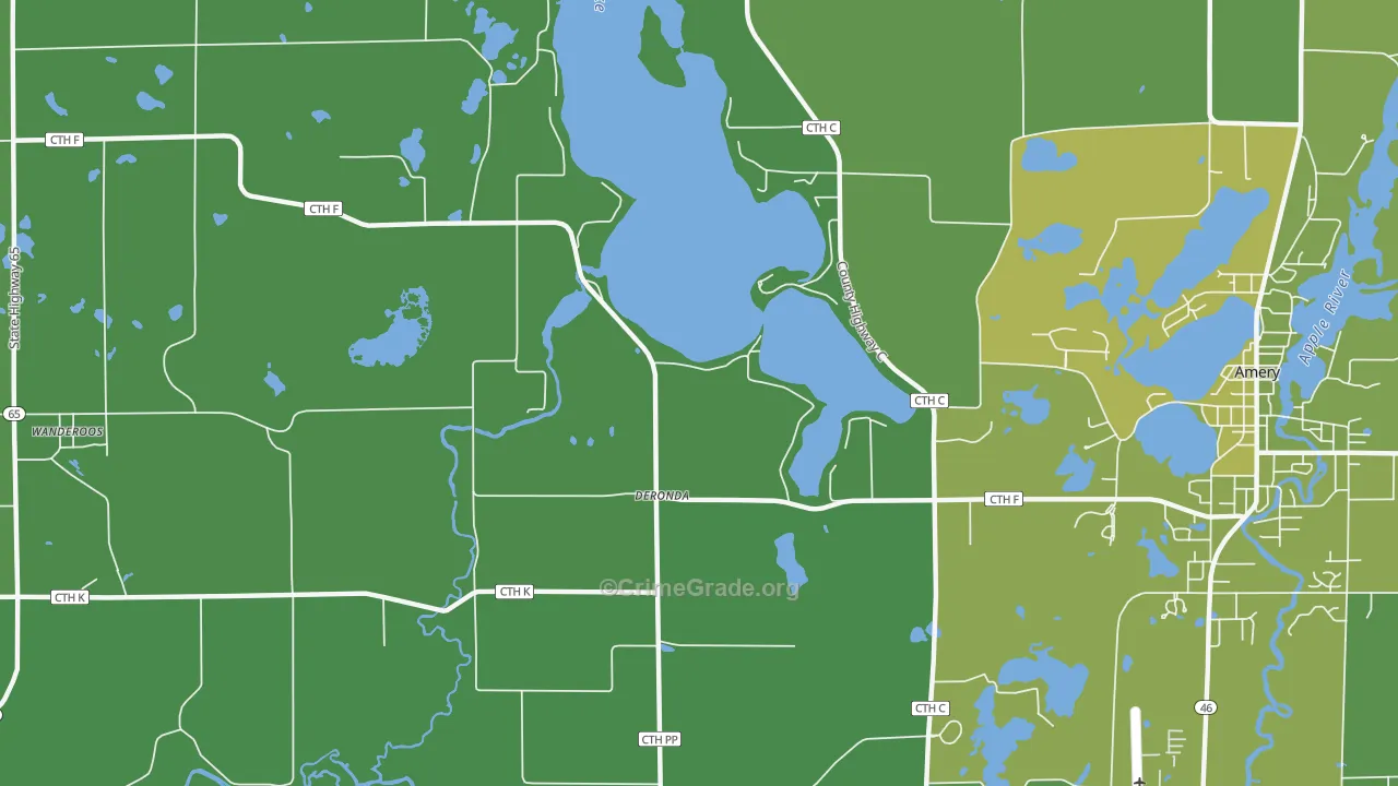 Deronda, WI Map of Vehicle Theft Rates