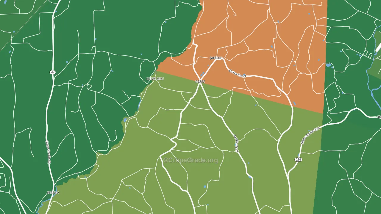 Derrs, PA Map of Vehicle Theft Rates