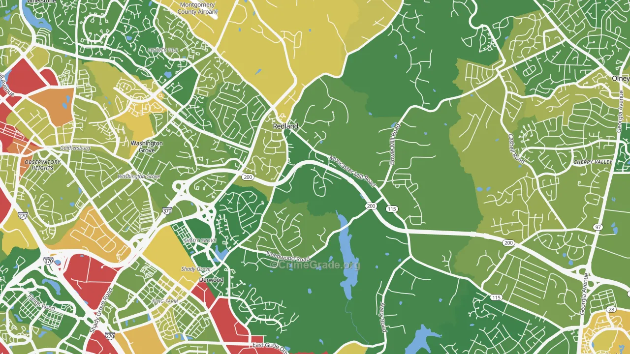 Derwood, MD Map of Vehicle Theft Rates