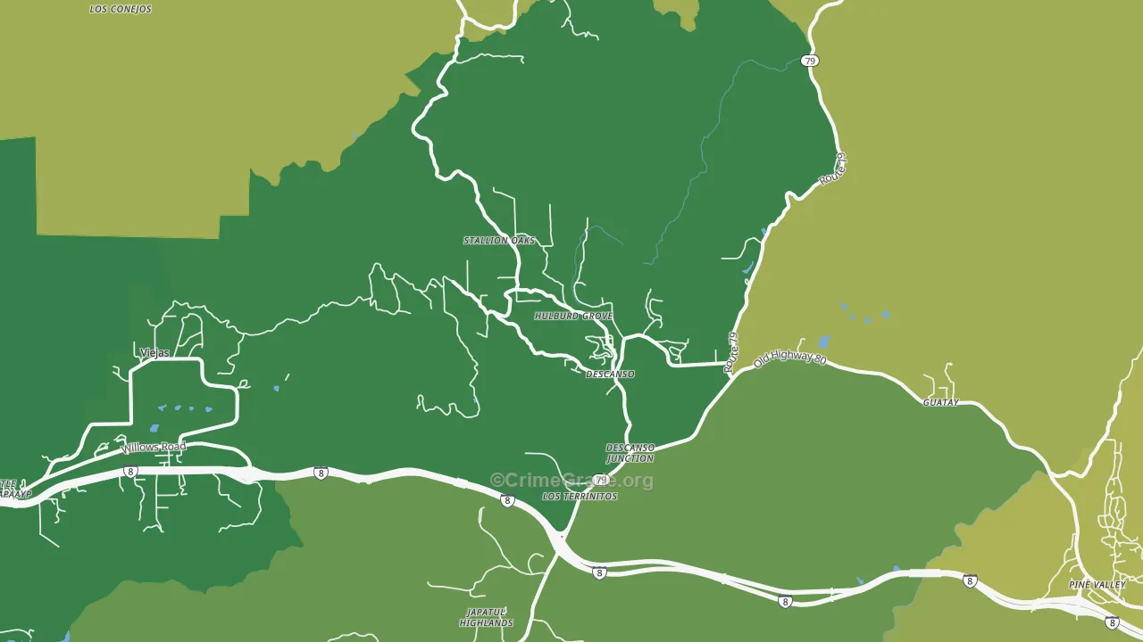 Descanso, CA Map of Vehicle Theft Rates