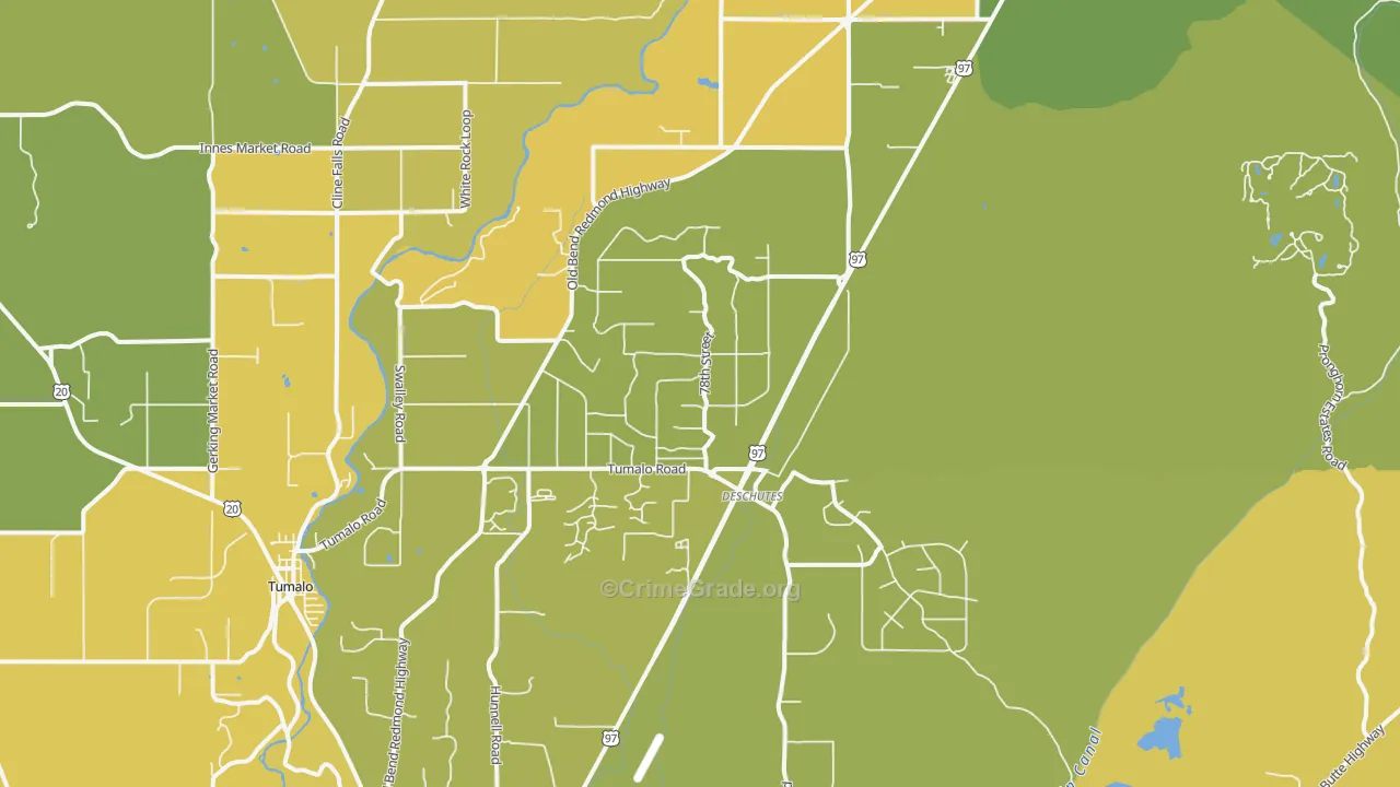 Deschutes Junction, OR Map of Vehicle Theft Rates