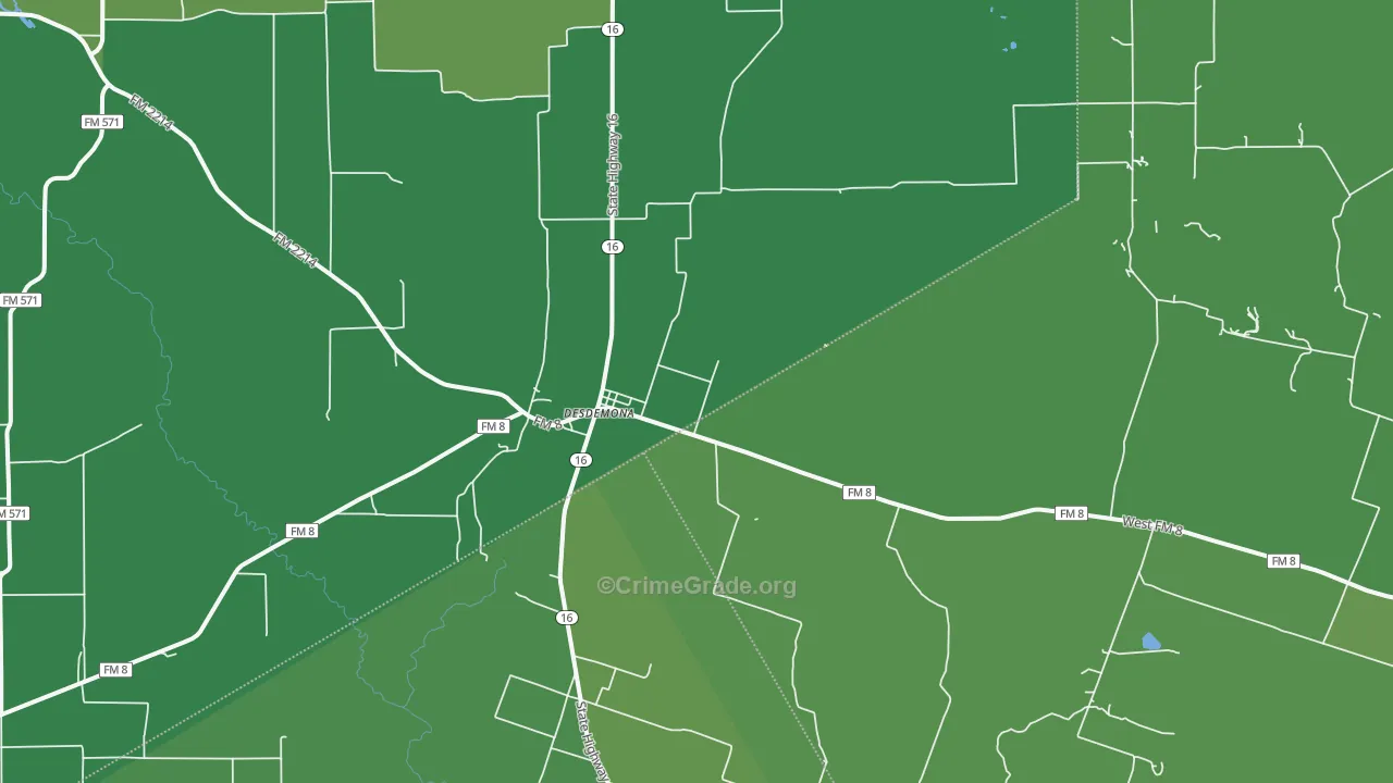 Desdemona, TX Map of Vehicle Theft Rates