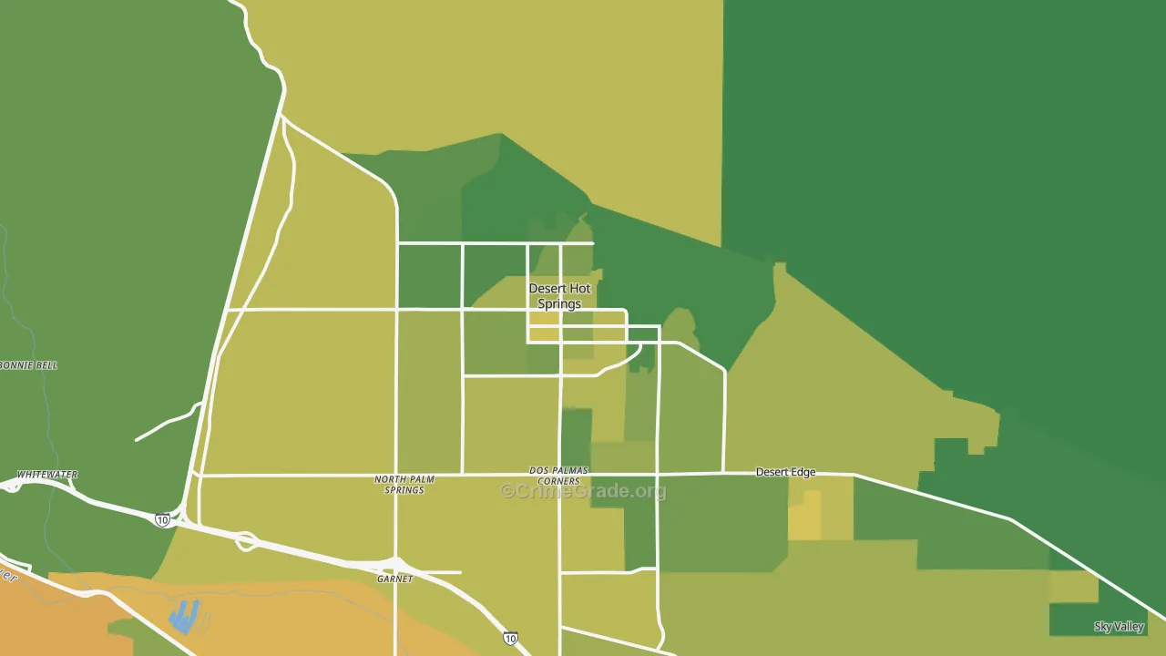 Desert Hot Springs, CA Map of Vehicle Theft Rates