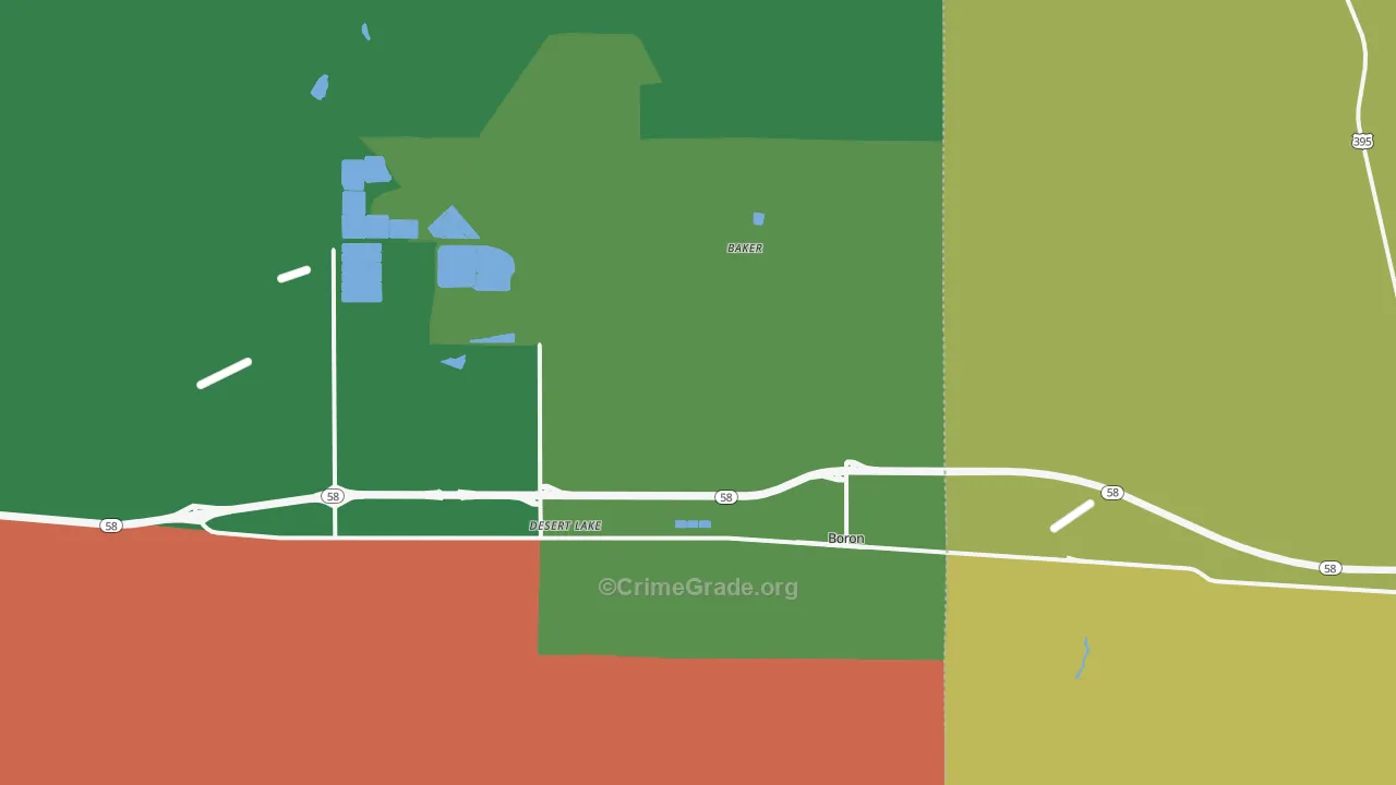 Desert Lake, CA Map of Vehicle Theft Rates