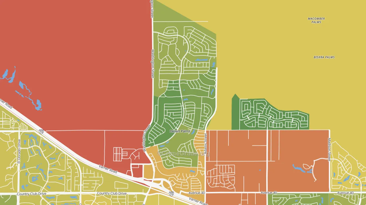 Desert Palms, CA Map of Vehicle Theft Rates
