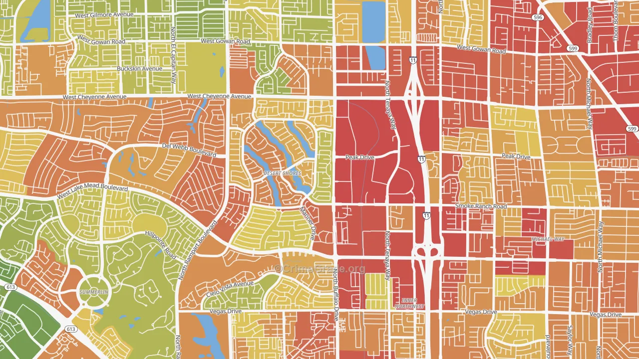 Desert Shores, Las Vegas, NV Map of Vehicle Theft Rates