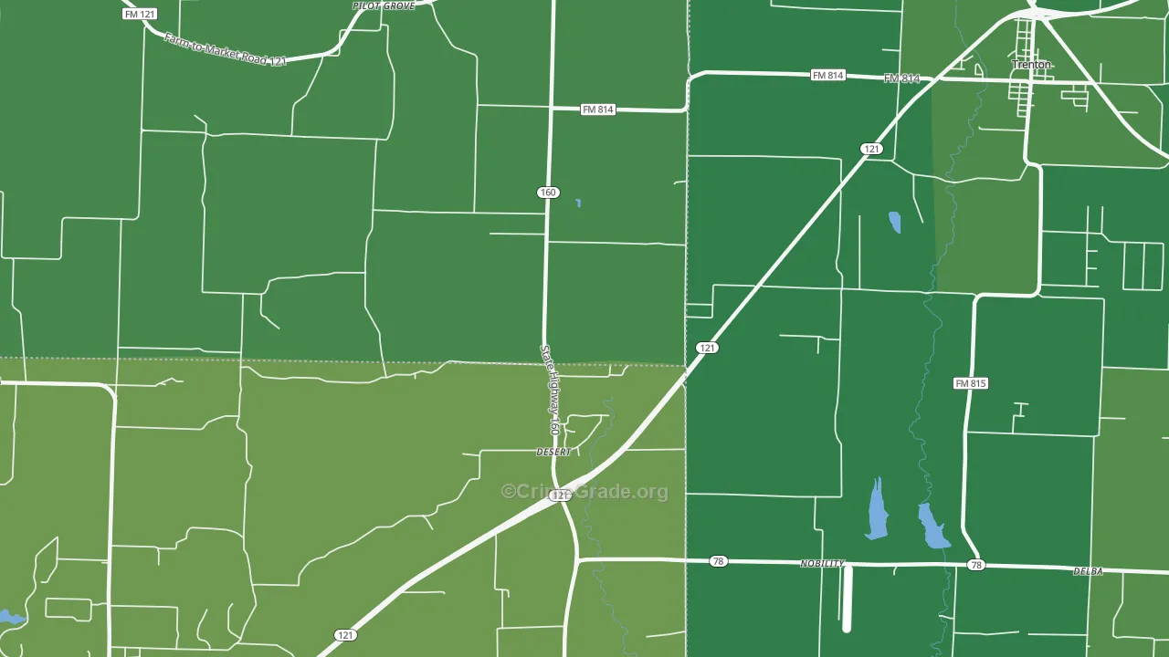 Desert, TX Map of Vehicle Theft Rates