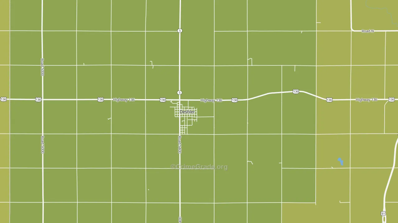 Deshler, NE Map of Vehicle Theft Rates