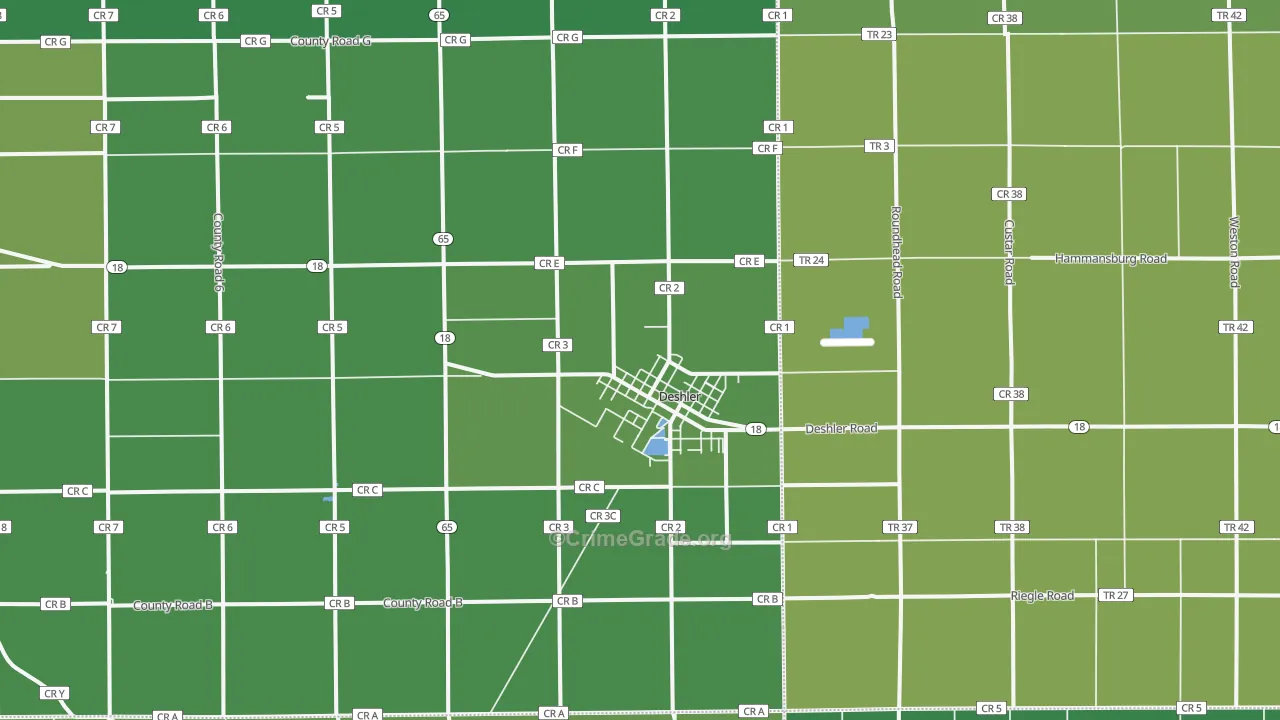 Deshler, OH Map of Vehicle Theft Rates