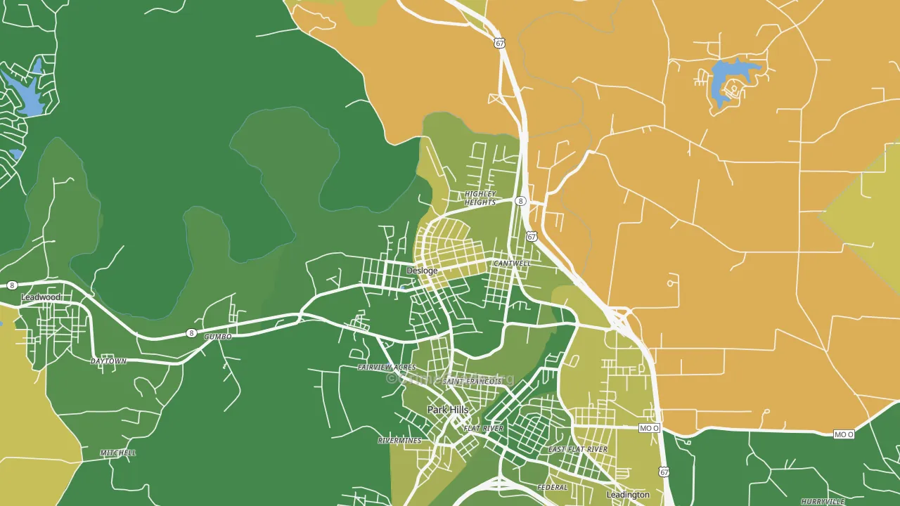 Desloge, MO Map of Vehicle Theft Rates