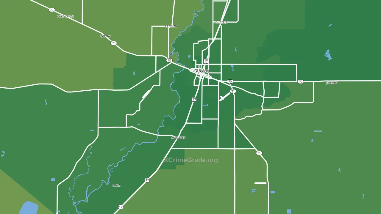 DeSoto County, FL Map of Vehicle Theft Rates