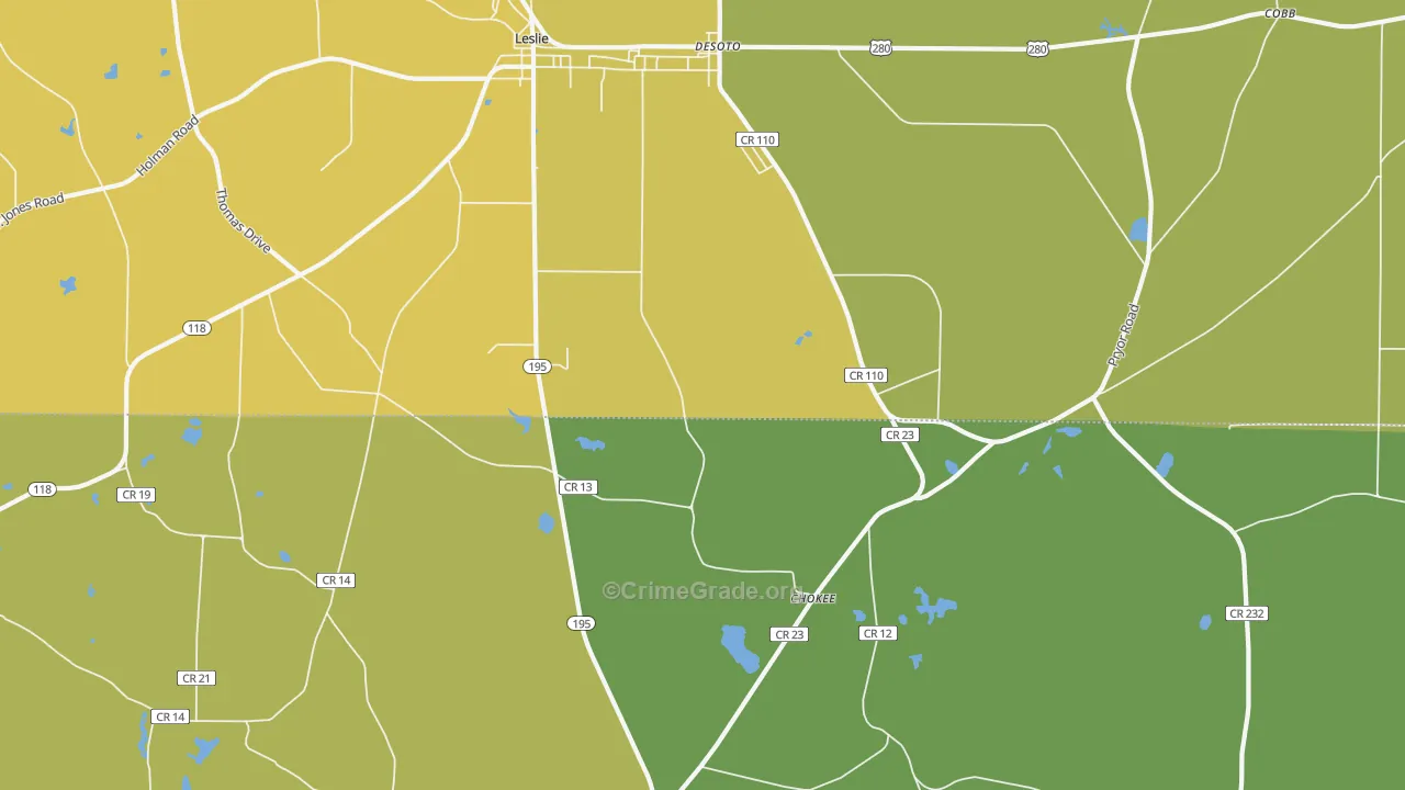 DeSoto, GA Map of Vehicle Theft Rates