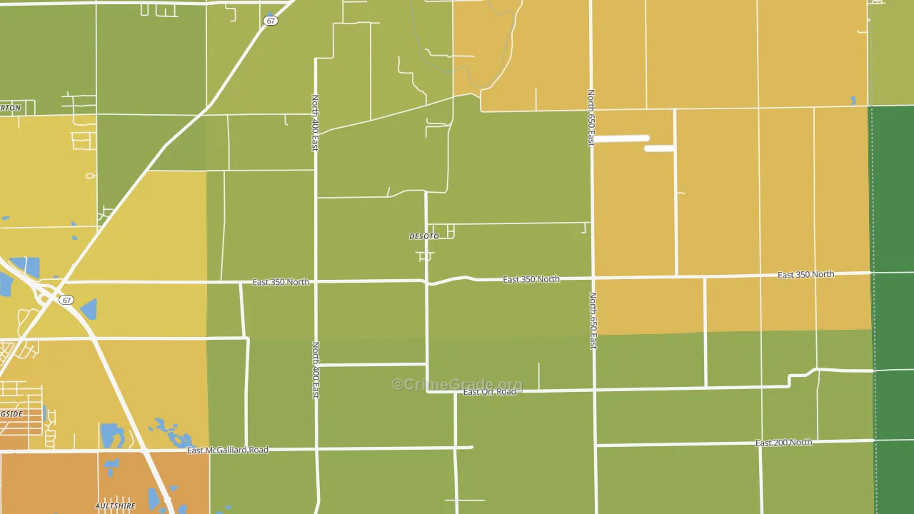DeSoto, IN Map of Vehicle Theft Rates