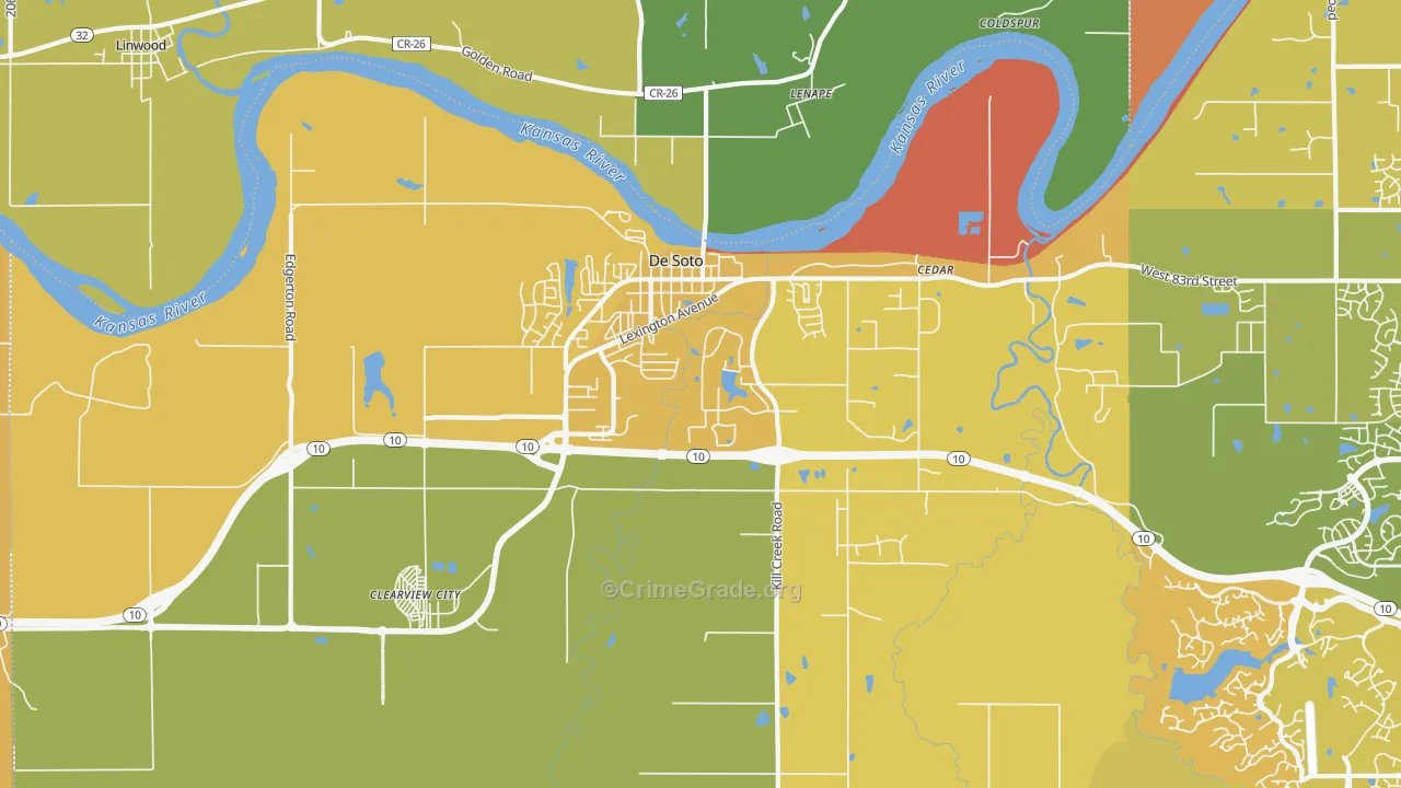 DeSoto, KS Map of Vehicle Theft Rates