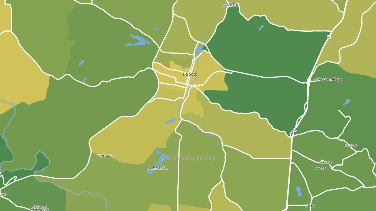 DeSoto, MO Map of Vehicle Theft Rates