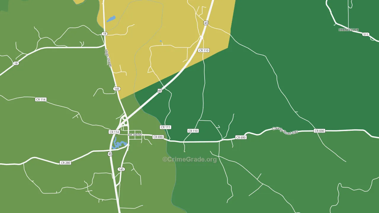 DeSoto, MS Map of Vehicle Theft Rates