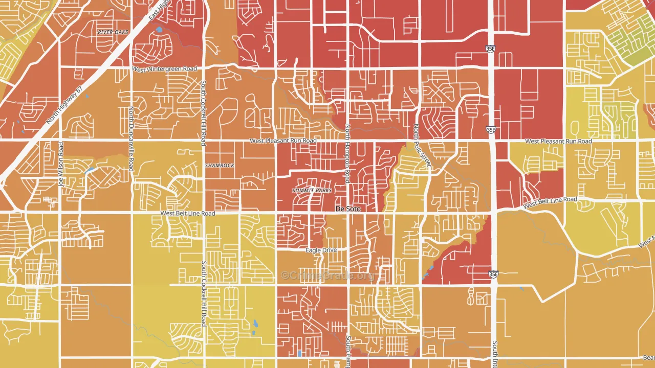DeSoto, TX Map of Vehicle Theft Rates