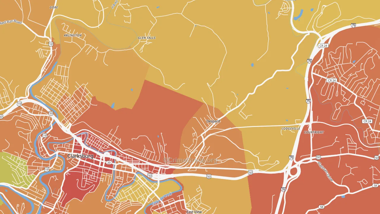 Despard, WV Map of Vehicle Theft Rates