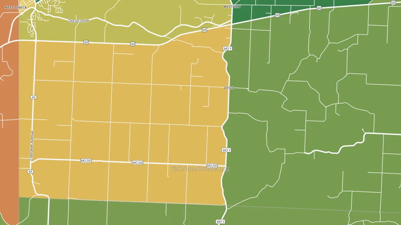 Dessa, MO Map of Vehicle Theft Rates