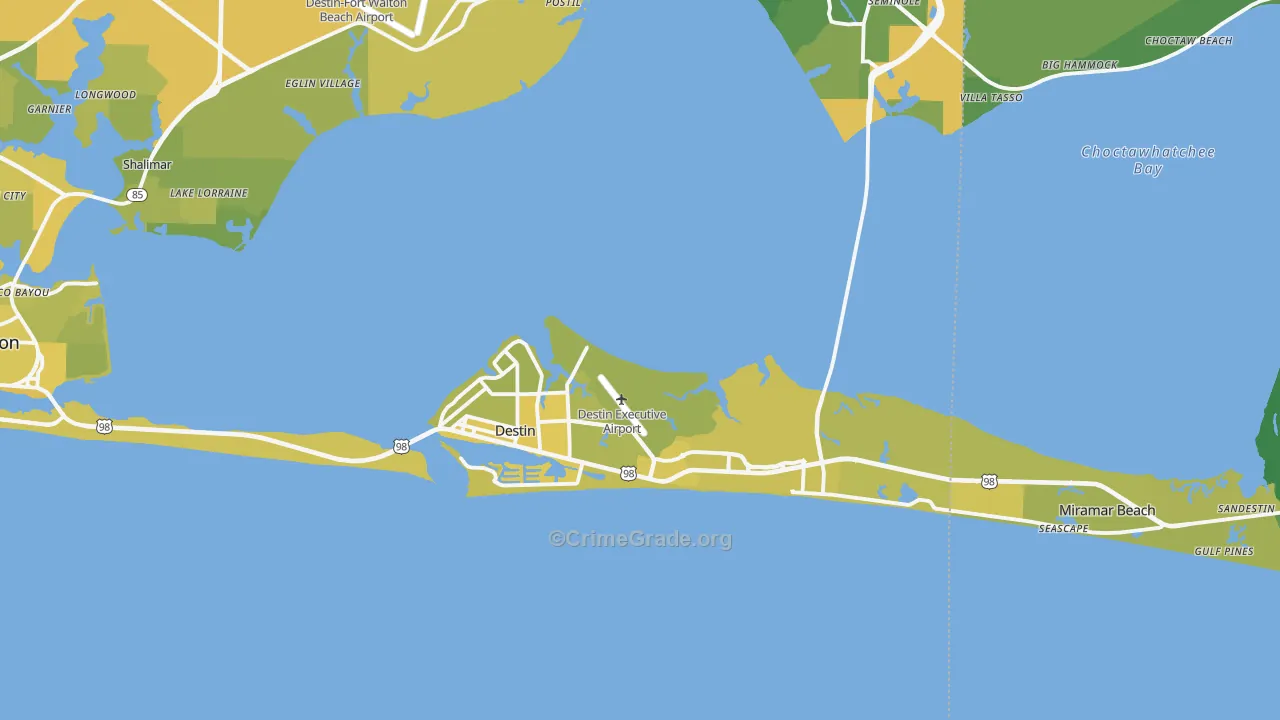 Destin, FL Map of Vehicle Theft Rates