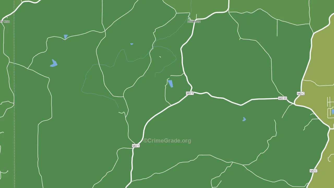 Detmold, MO Map of Vehicle Theft Rates