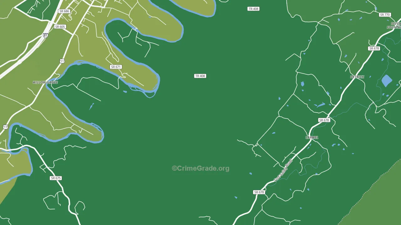 Detrick, VA Map of Vehicle Theft Rates
