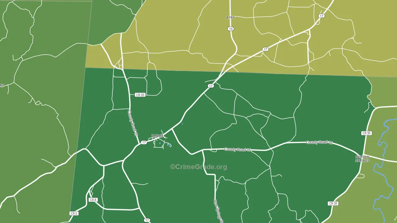 Detroit, AL Map of Vehicle Theft Rates