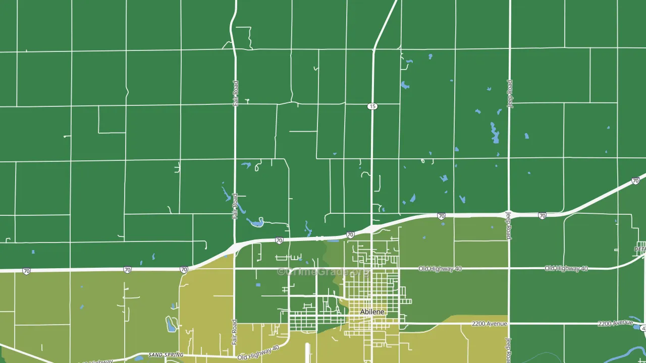 Detroit, KS Map of Vehicle Theft Rates