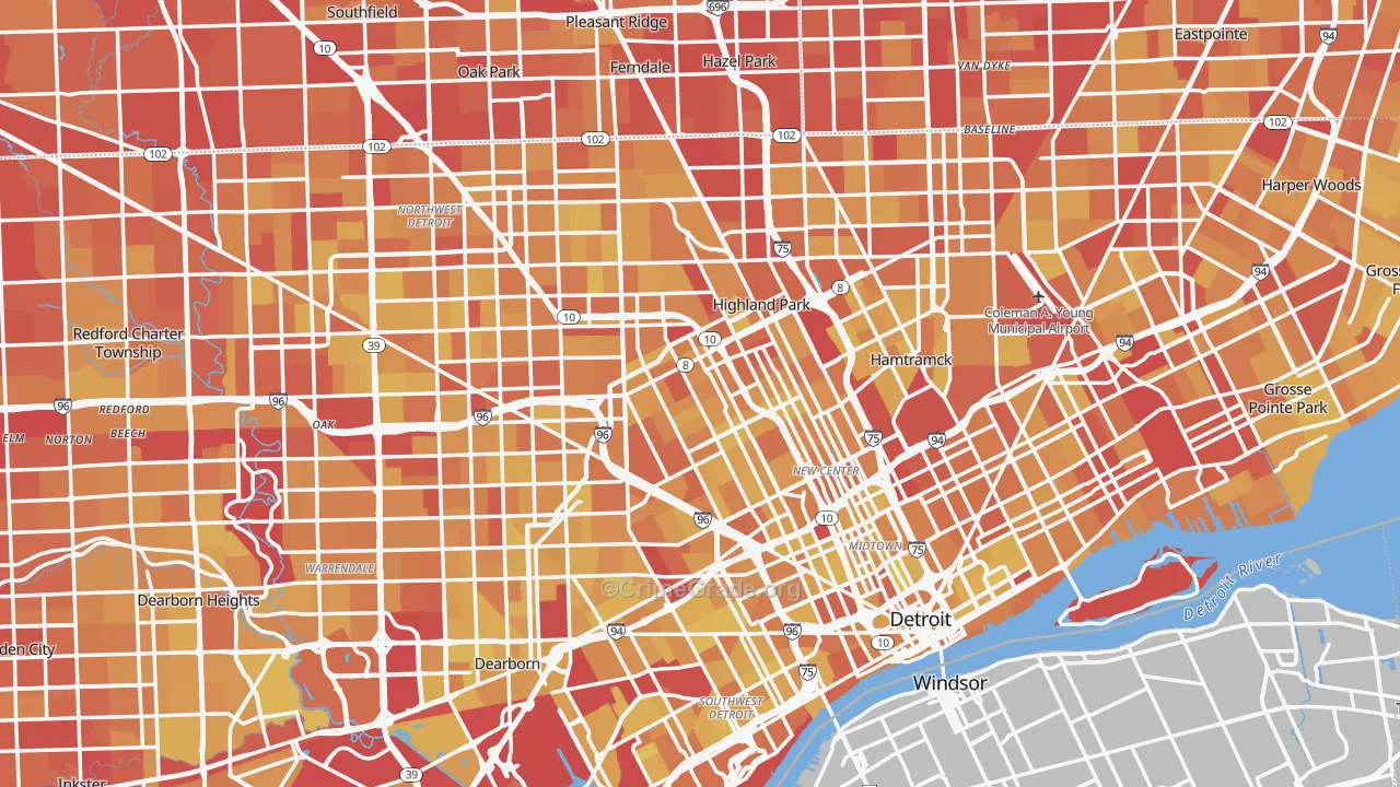 Detroit, MI Map of Vehicle Theft Rates