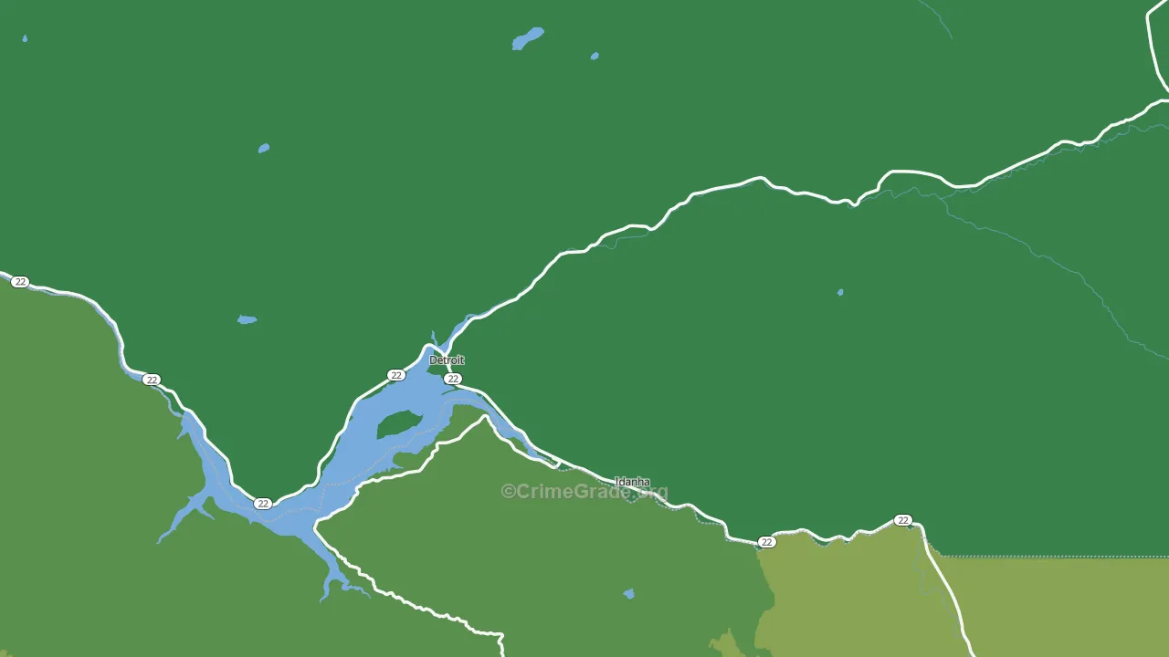 Detroit, OR Map of Vehicle Theft Rates