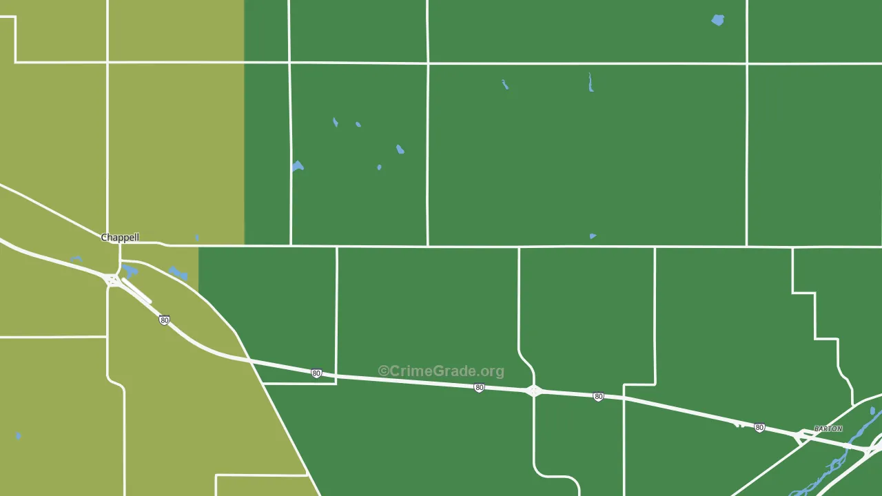 Deuel County, NE Map of Vehicle Theft Rates