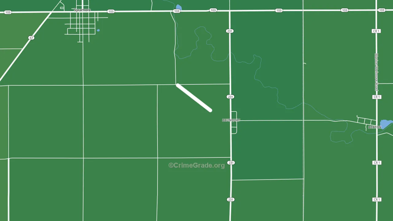 Deunquat, OH Map of Vehicle Theft Rates