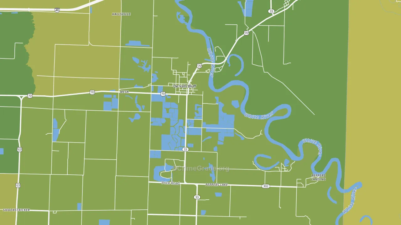 DeValls Bluff, AR Map of Vehicle Theft Rates