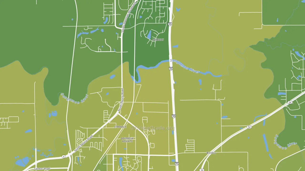 Devereux Heights, IL Map of Vehicle Theft Rates