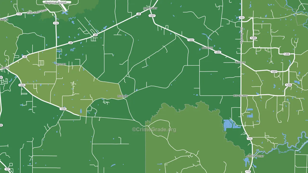 Deville, LA Map of Vehicle Theft Rates