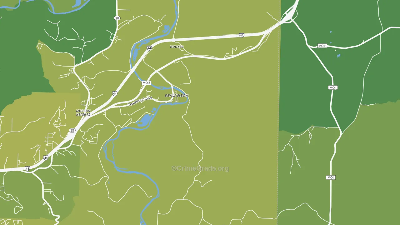 Devils Elbow, MO Map of Vehicle Theft Rates