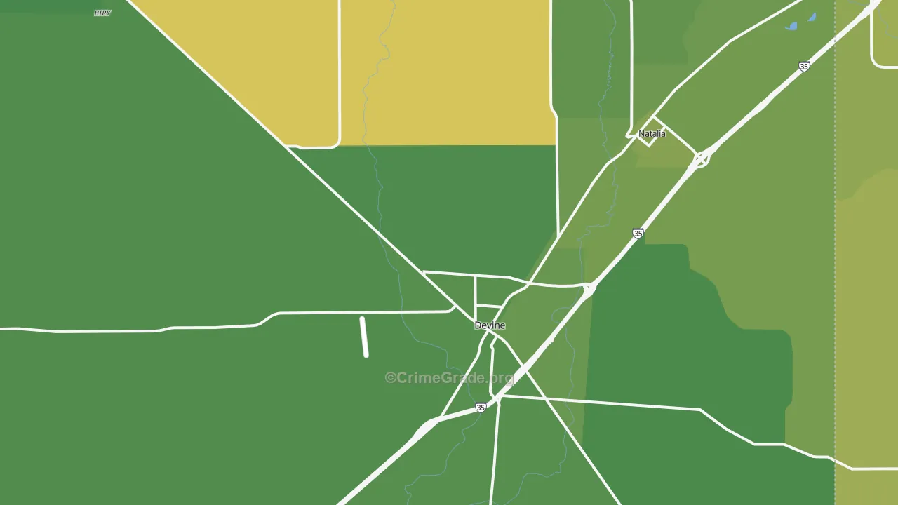 Devine, TX Map of Vehicle Theft Rates