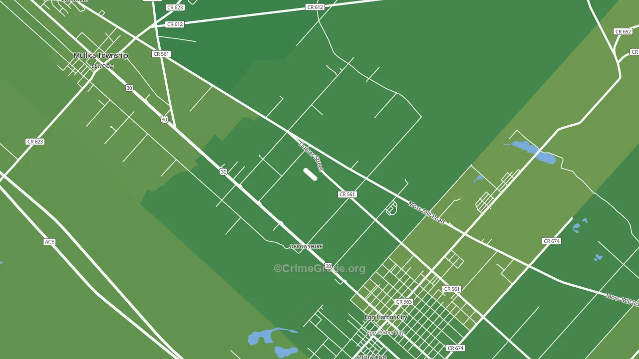 Devonshire, NJ Map of Vehicle Theft Rates