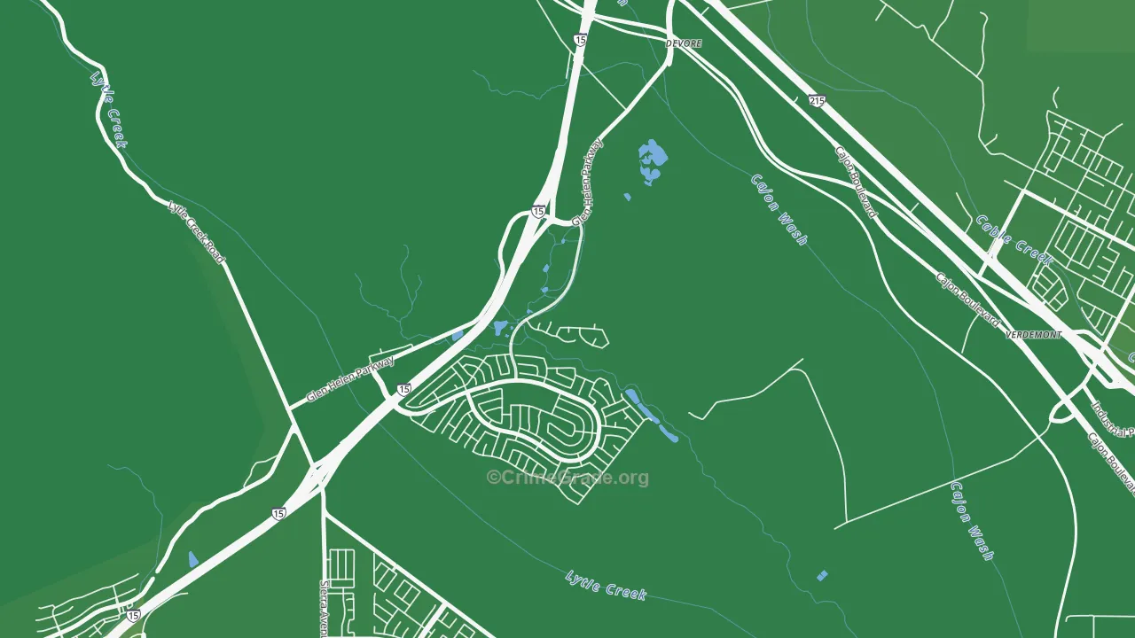Devore, CA Map of Vehicle Theft Rates