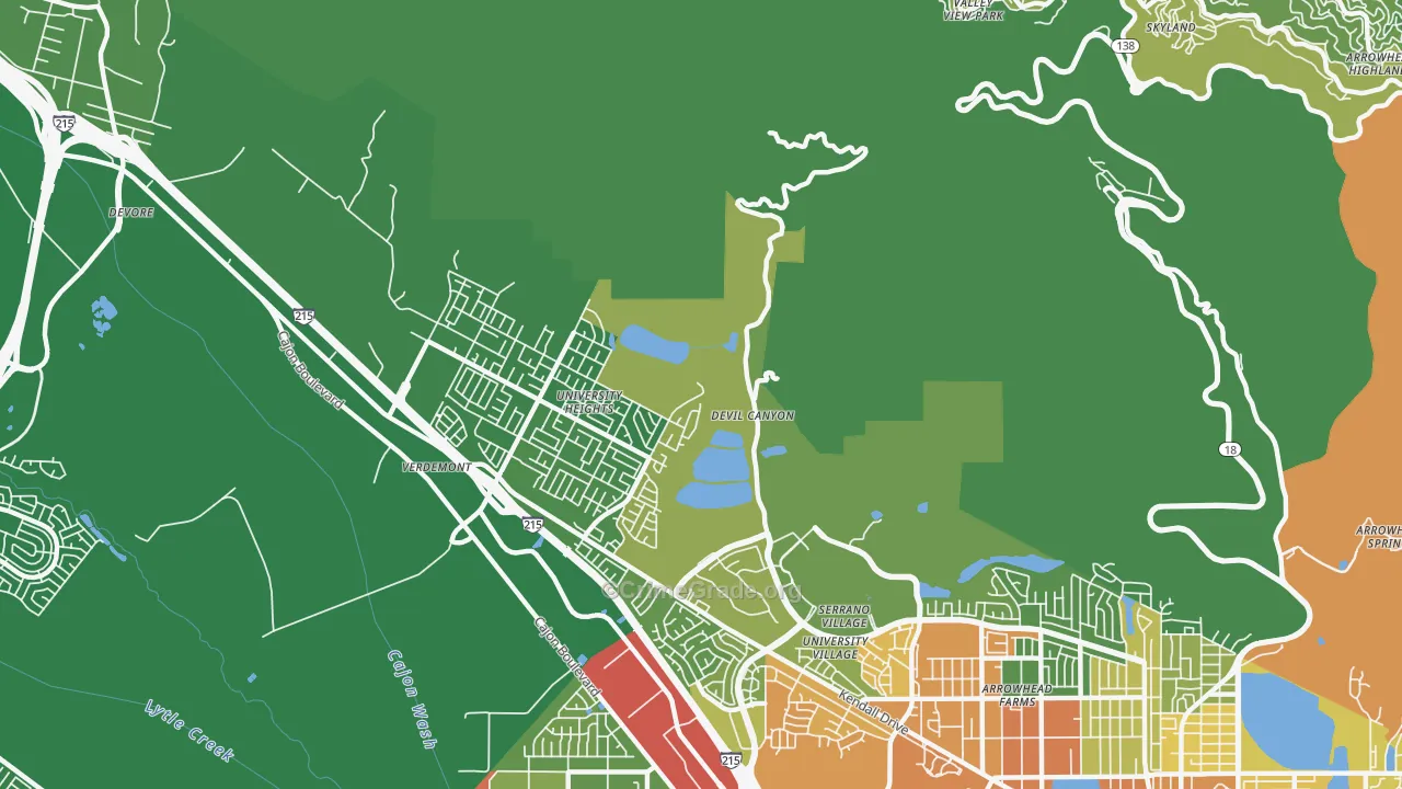 Devore Hghts, CA Map of Vehicle Theft Rates