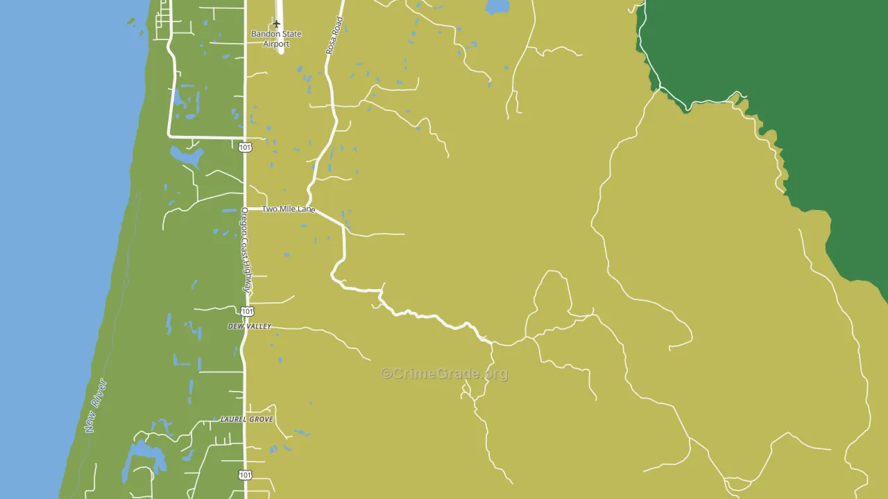 Dew Valley, OR Map of Vehicle Theft Rates