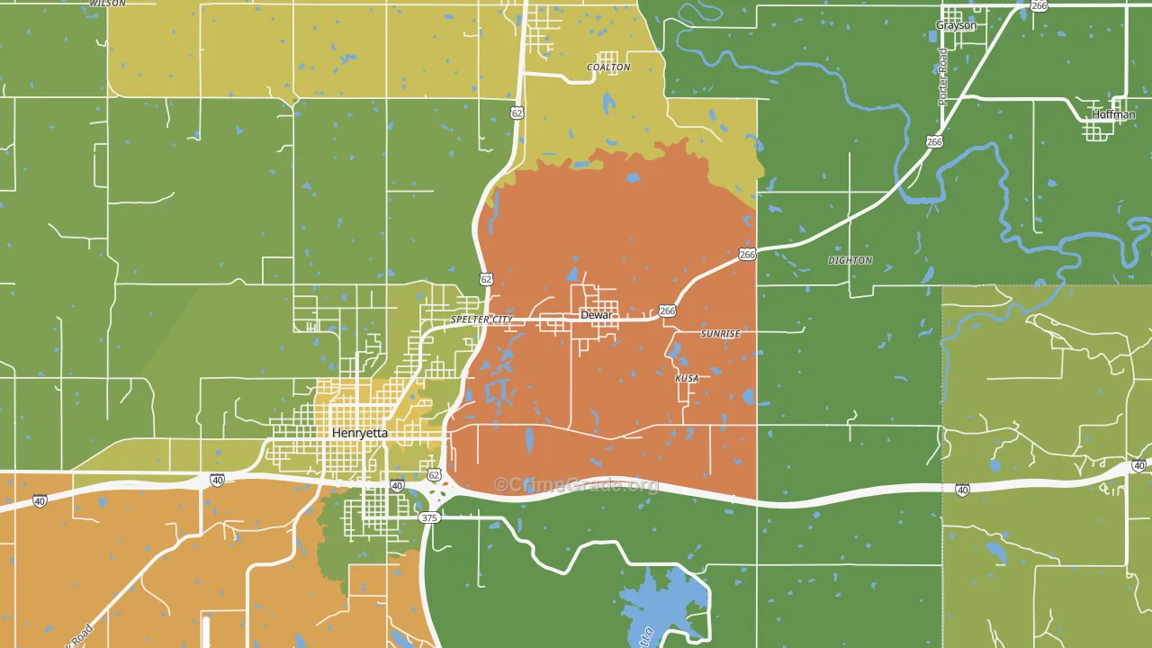 Dewar, OK Map of Vehicle Theft Rates