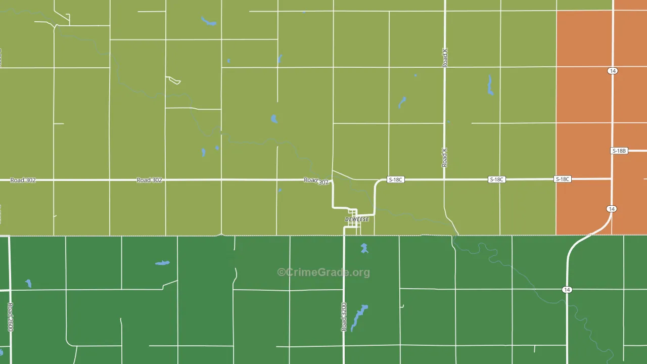 Deweese, NE Map of Vehicle Theft Rates
