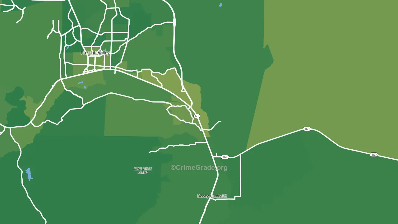 Dewey, AZ Map of Vehicle Theft Rates