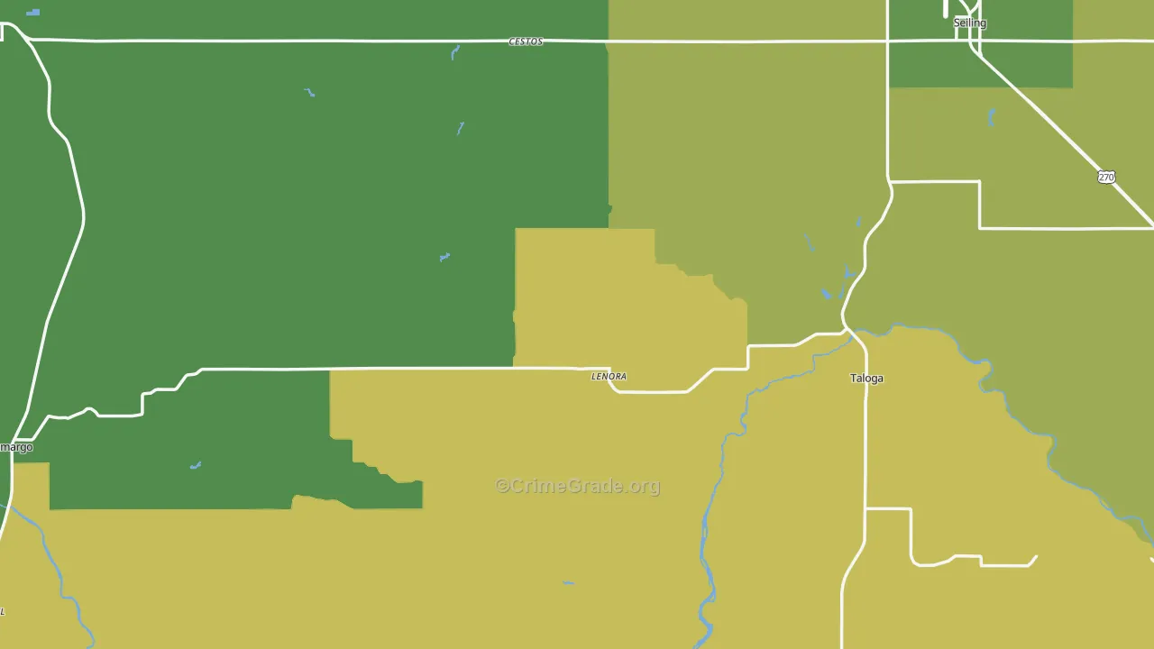 Dewey County, OK Map of Vehicle Theft Rates